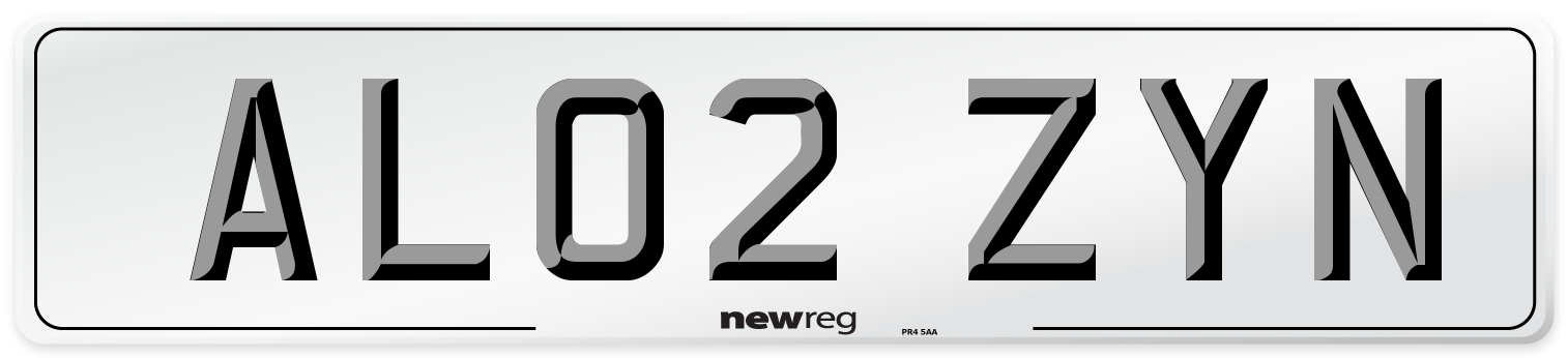 AL02 ZYN Number Plate from New Reg